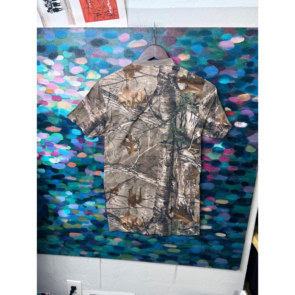 Hanes ComfortSoft Realtree Xtra Camo T-Shirt Mens Small Brown Woodsy Hunting Tee - Picture 4 of 4